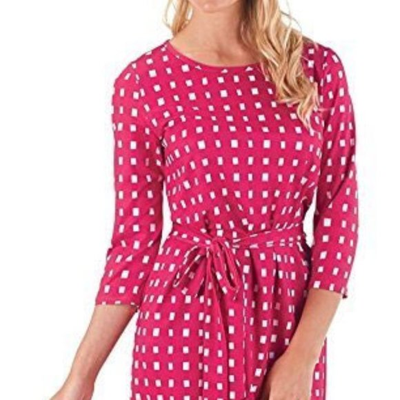 Mud Pie Courtney Pink Ditzy Squares Dress, Small - Picture 1 of 2